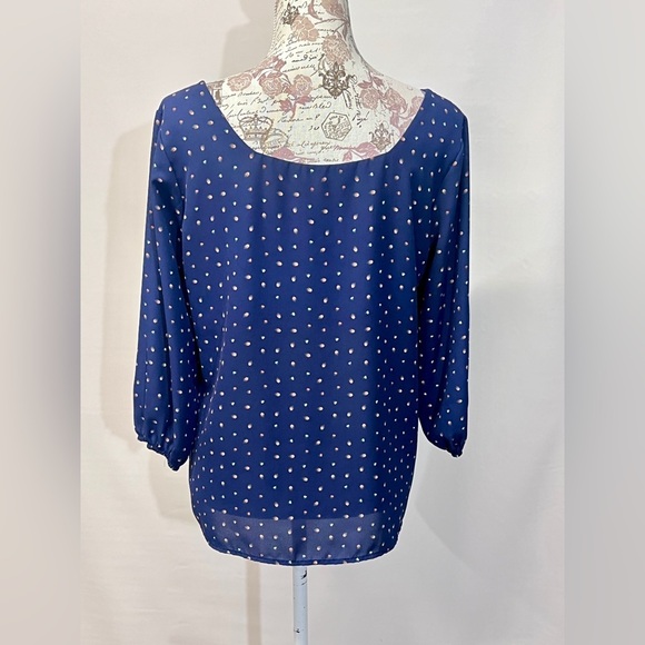 WEST KEI Navy blue floral print blouse size M. - Picture 6 of 11